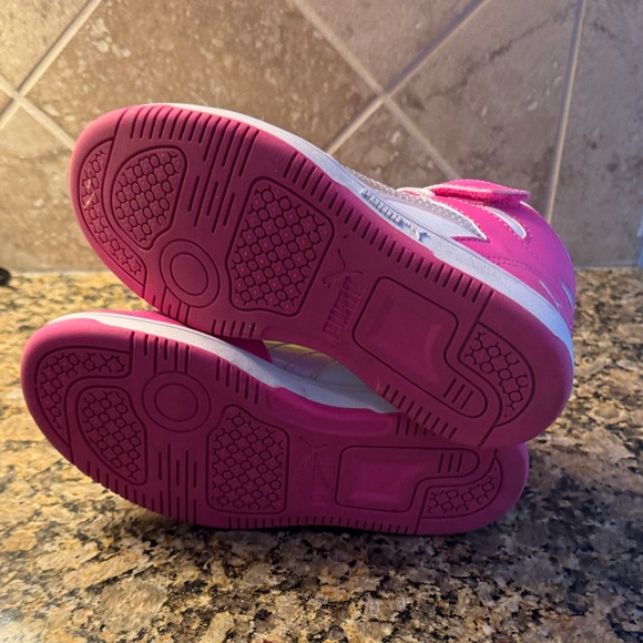 Puma Kids' Pink and White High-Top Sneakers - Picture 4 of 5